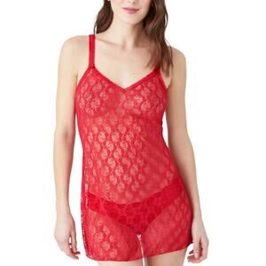 b.tempt'd by Wacoal Women's Crimson Red Lace Kiss Chemise Nightgown Size L